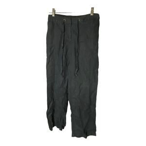 Linen by Charter Club Women's Size Small Pants Black Relaxed Fit Drawstring